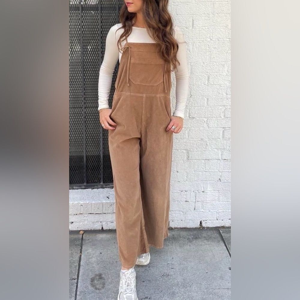 Self contrast Lanie Overalls In Camel In Brown